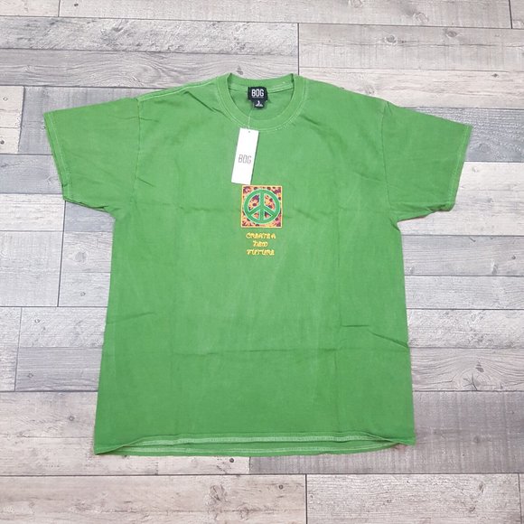 Urban Outfitters Mens  Peace Tee T Shirt Small Green Back Print Heavy Heart BNWT - Picture 2 of 11